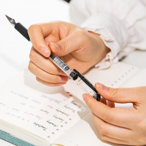 Набор ручек гелев. Deli Daily E6600S-MT-BK прозрачный/черный d=0.5мм черн. черн. блистер (3шт) сменный стержень кругл. резин. манжета