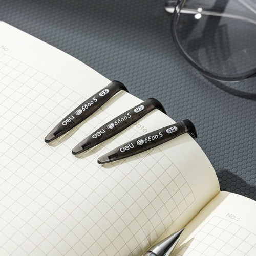 Набор ручек гелев. Deli Daily E6600S-MT-BK прозрачный/черный d=0.5мм черн. черн. блистер (3шт) сменный стержень кругл. резин. манжета