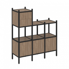 Loft Прямой стеллаж наборный VR.L-13 Дуб аризона/Чёрный металл 1278*446*1458