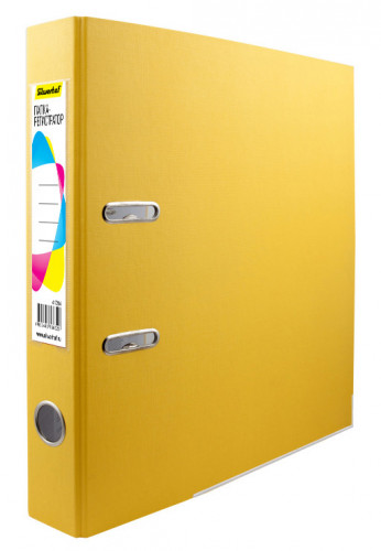 Папка-регистратор Silwerhof 355020-05 A4 50мм ПВХ/бумага желтый мет.окант. сборная смен.карм. на кор.
