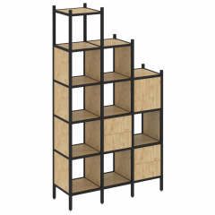 Loft Прямой стеллаж наборный VR.L-21 Тиквуд светлый/Чёрный металл 1278*446*2280