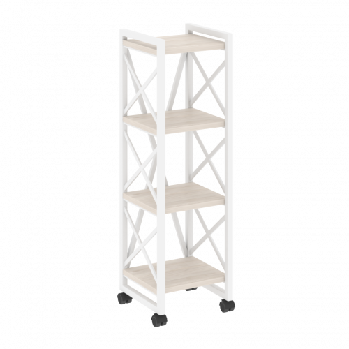 Loft Стеллаж на колесных опорах-4 полки VR.L-MST.K-4.4 Денвер светлый/Белый металл 400*400*1334