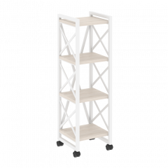Loft Стеллаж на колесных опорах-4 полки VR.L-MST.K-4.4 Денвер светлый/Белый металл 400*400*1334