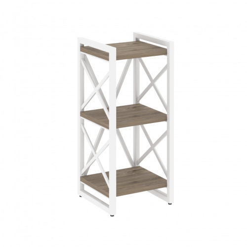 Loft Стеллаж на регулируемых опорах-3 полки VR.L-MST.O-3.4 Тиквуд тёмный/Белый металл 400*400*910