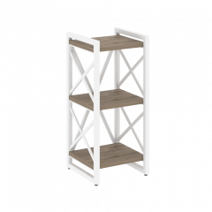 Loft Стеллаж на регулируемых опорах-3 полки VR.L-MST.O-3.4 Тиквуд тёмный/Белый металл 400*400*910