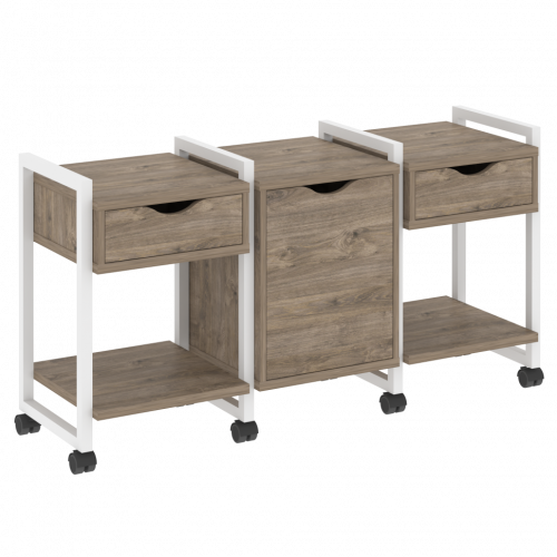 Loft Тумба на колесных опорах наборная. Вариант №6 VR.L-TN-6.K Тиквуд тёмный/Белый металл 1440*460*767