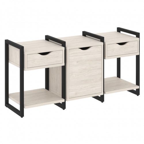 Loft Тумба на регулируемых опорах наборная. Вариант №6 VR.L-TN-6.O Денвер светлый/Чёрный металл 1440*460*719