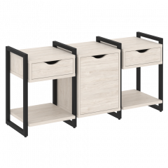 Loft Тумба на регулируемых опорах наборная. Вариант №6 VR.L-TN-6.O Денвер светлый/Чёрный металл 1440*460*719