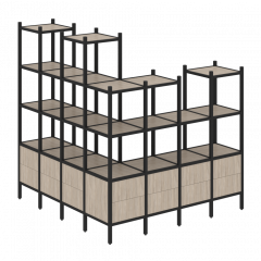 Loft Угловой внешний стеллаж наборный VR.L-55 Дуб аттик/Чёрный металл 1694*1694*1869