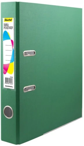 Папка-регистратор Silwerhof A4 50мм ПВХ/бумага зеленый мет.окант. сборная (упак.:2шт)