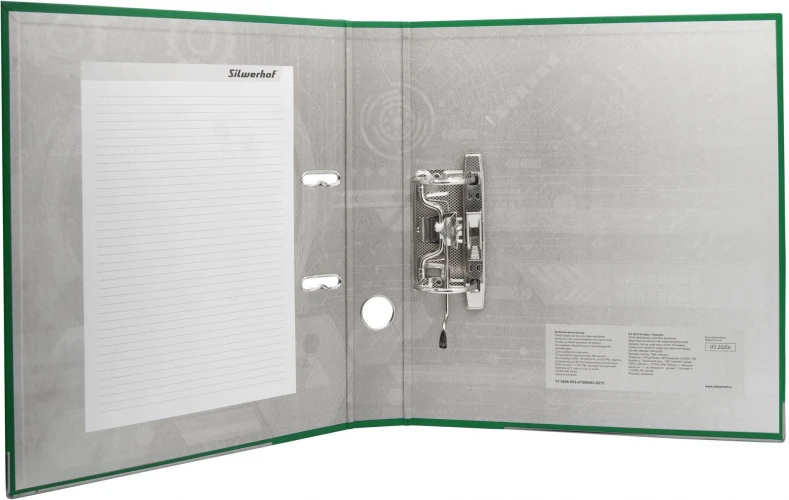 Папка-регистратор Silwerhof A4 50мм ПВХ/бумага зеленый мет.окант. сборная (упак.:2шт)