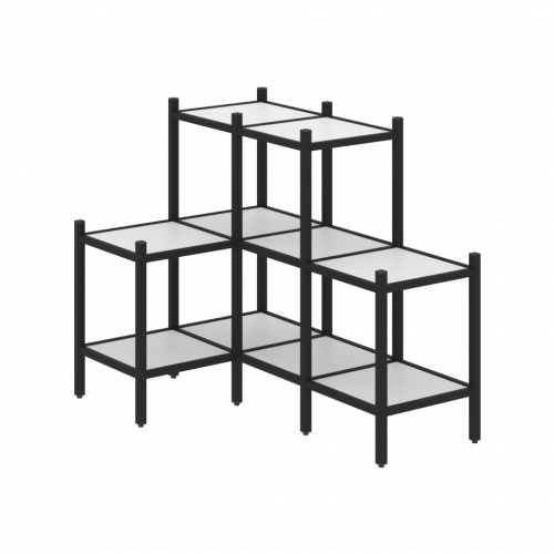 Loft Угловой внутренний стеллаж наборный VR.L-37 Белый бриллиант/Чёрный металл 862*1278*1047