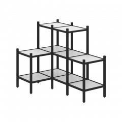 Loft Угловой внутренний стеллаж наборный VR.L-37 Белый бриллиант/Чёрный металл 862*1278*1047