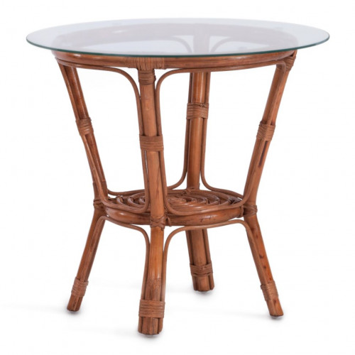 Комплект для отдыха TURKEY (стол круглый (со стеклом)+2 кресла + диван) /с подушками/, ротанг, кр:70х65х78см, дв:120х65х78см, ст:D50х56,5см, coco brown (коричневый кокос)