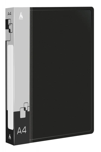 Папка на 4-х кольцах Бюрократ -0827/4RBLCK A4 пластик 0.7мм кор.27мм внутр. с вставкой черный