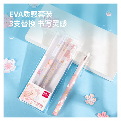 Ручка гелев. автоматическая Deli A579 Sakura d=0.5мм черн. черн. линия 0.35мм