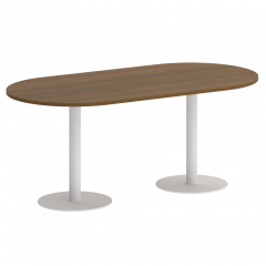 Home Office Стол овальный VR.SP-5-180.1 Орех/Белый металл 1800*900*750
