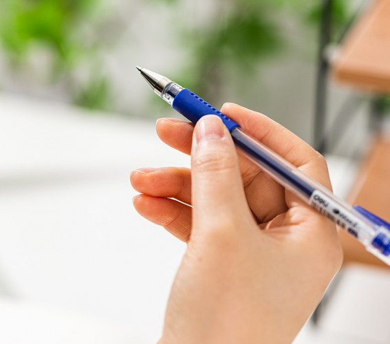 Набор ручек гелев. Deli Daily E6600S-MT-BL прозрачный/синий d=0.5мм син. черн. блистер (3шт) сменный стержень кругл. резин. манжета