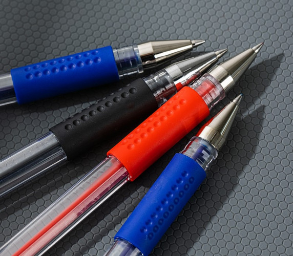 Набор ручек гелев. Deli Daily E6600S-MT-BL прозрачный/синий d=0.5мм син. черн. блистер (3шт) сменный стержень кругл. резин. манжета