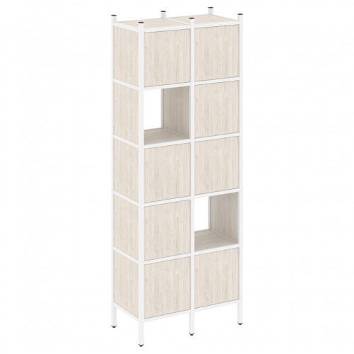 Loft Прямой стеллаж наборный VR.L-05 Денвер светлый/Белый металл 862*446*1869