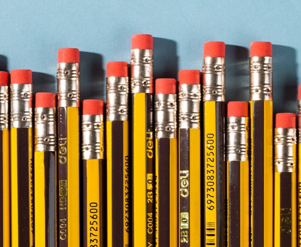 Набор карандашей ч/г Deli EC004-MT Scribe 2.4мм HB шестигран. тополь блистер (4шт) ластик