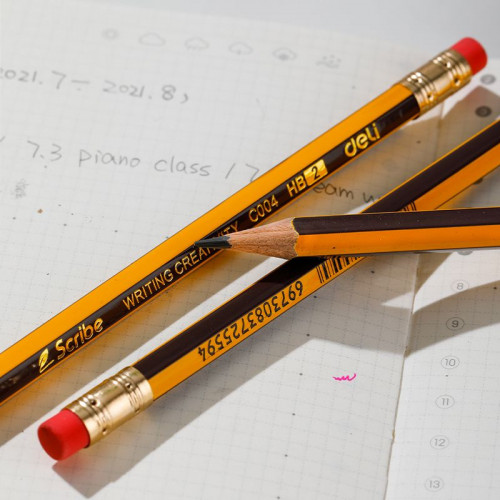 Набор карандашей ч/г Deli EC004-MT Scribe 2.4мм HB шестигран. тополь блистер (4шт) ластик