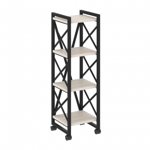 Loft Стеллаж на колесных опорах-4 полки VR.L-MST.K-4.4 Денвер светлый/Чёрный металл 400*400*1334