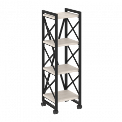 Loft Стеллаж на колесных опорах-4 полки VR.L-MST.K-4.4 Денвер светлый/Чёрный металл 400*400*1334