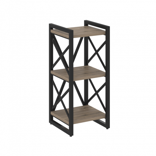 Loft Стеллаж на регулируемых опорах-3 полки VR.L-MST.O-3.4 Тиквуд тёмный/Чёрный металл 400*400*910