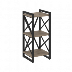 Loft Стеллаж на регулируемых опорах-3 полки VR.L-MST.O-3.4 Тиквуд тёмный/Чёрный металл 400*400*910