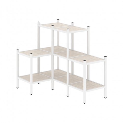 Loft Угловой внутренний стеллаж наборный VR.L-37 Денвер светлый/Белый металл 862*1278*1047