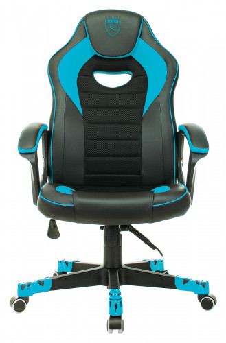 Кресло игровое Zombie GAME 16 черный/голубой эко.кожа/ткань крестов. пластик
