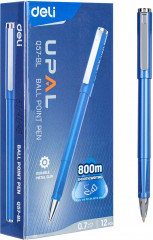 Набор ручек шариков. Deli Upal EQ57-BL-P синий син. черн. (12шт) линия 0.7мм