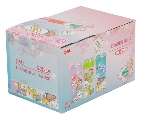 Ластик Deli EH304 прямоугольный 60x24x12мм ассорти индивидуальная картонная упаковка