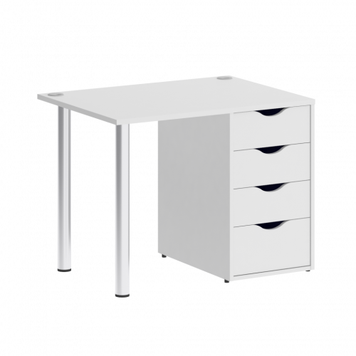 Home Office Стол письменный VR.SP-3-98.4 Белый бриллиант/Хром опоры 980*720*750