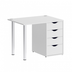 Home Office Стол письменный VR.SP-3-98.4 Белый бриллиант/Хром опоры 980*720*750