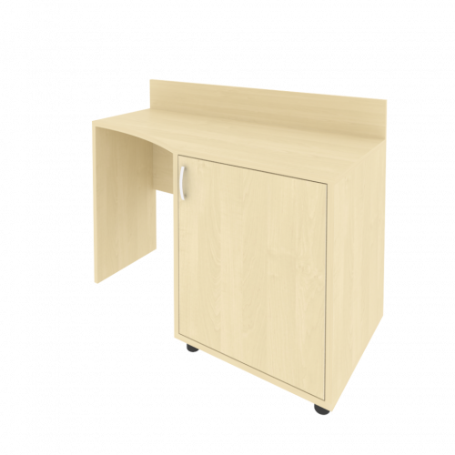 Light Стол (узкий) с тумбой и бортиком С-СТУ-120 (R) Клён 1200*550/400*750