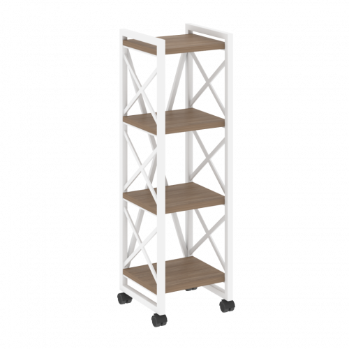 Loft Стеллаж на колесных опорах-4 полки VR.L-MST.K-4.4 Дуб аризона/Белый металл 400*400*1334