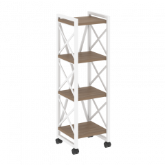 Loft Стеллаж на колесных опорах-4 полки VR.L-MST.K-4.4 Дуб аризона/Белый металл 400*400*1334