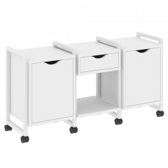 Loft Тумба на колесных опорах наборная. Вариант №7 VR.L-TN-7.K Белый бриллиант/Белый металл 1440*460*767