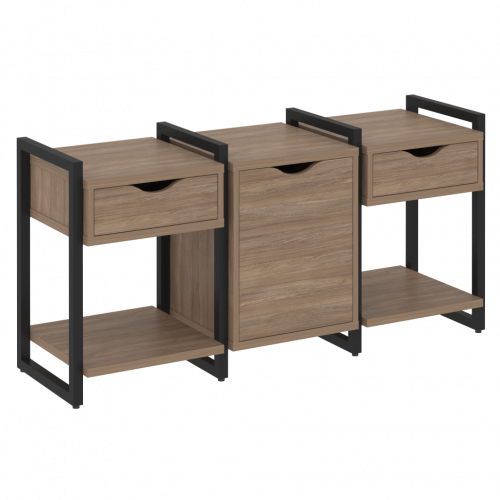 Loft Тумба на регулируемых опорах наборная. Вариант №6 VR.L-TN-6.O Дуб аризона/Чёрный металл 1440*460*719