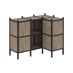 Loft Угловой внутренний стеллаж наборный VR.L-28 Тиквуд тёмный/Чёрный металл 1278*862*1047