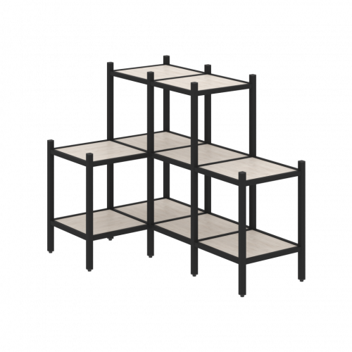 Loft Угловой внутренний стеллаж наборный VR.L-37 Денвер светлый/Чёрный металл 862*1278*1047