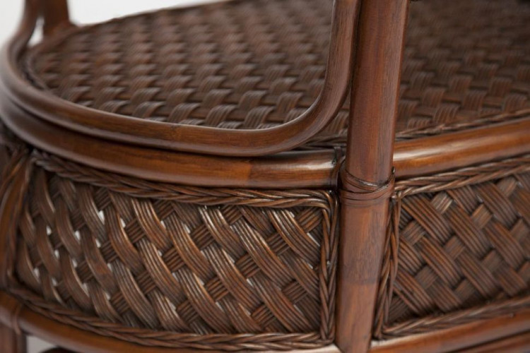 Комплект обеденный "ANDREA GRAND" (стол со стеклом+6 кресел+ подушки), Pecan Washed (античн. орех), Ткань рубчик, цвет кремовый