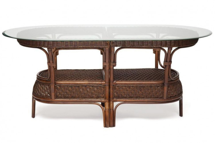 Комплект обеденный "ANDREA GRAND" (стол со стеклом+6 кресел+ подушки), Pecan Washed (античн. орех), Ткань рубчик, цвет кремовый