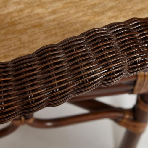 Комплект обеденный "ANDREA GRAND" (стол со стеклом+6 кресел+ подушки), Pecan Washed (античн. орех), Ткань рубчик, цвет кремовый