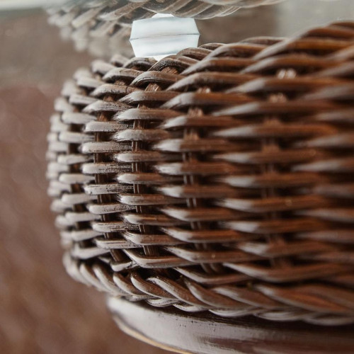 Комплект обеденный "ANDREA GRAND" (стол со стеклом+6 кресел+ подушки), Pecan Washed (античн. орех), Ткань рубчик, цвет кремовый