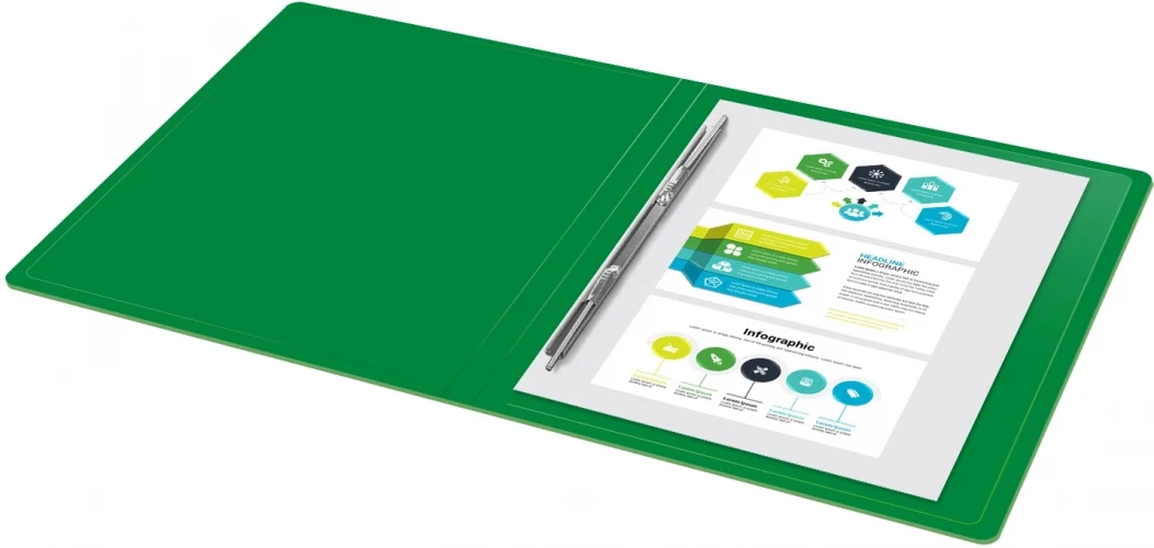 Папка метал.пруж.скоросш. Buro -ECB04PGREEN A4 пластик 0.5мм зеленый