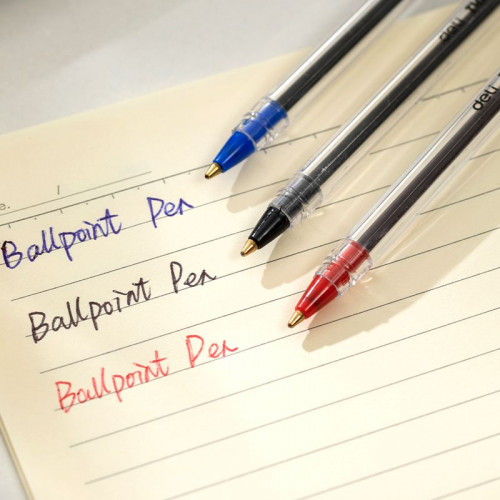 Набор ручек шариков. Deli Think EQ4-MT прозрачный d=1мм ассор. черн. индив. пак.ев. (10шт) кругл. 3цв.