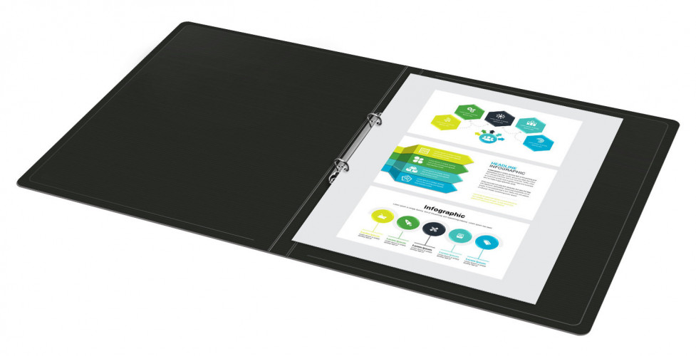 Папка на 2-х кольцах Бюрократ DeLuxe DL0740/2BLCK A4 пластик 0.7мм кор.32мм черный